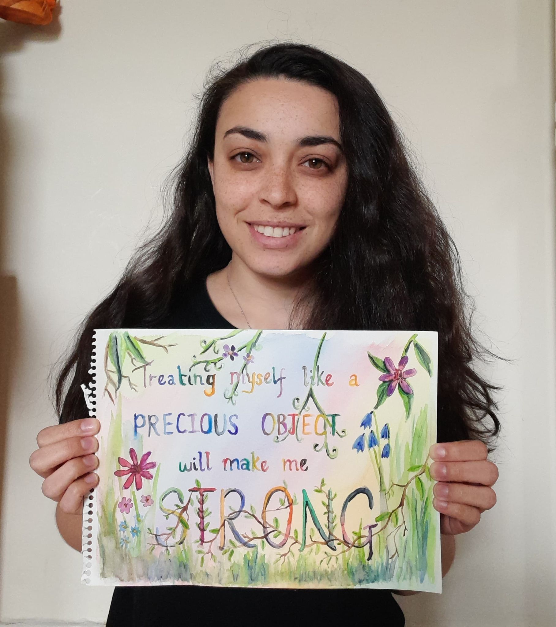 Alicia Ahmed with an activity which helps her maintain good mental health – painting 