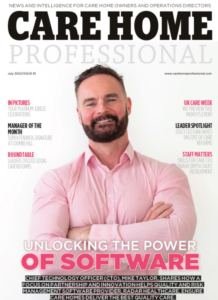 Mike Taylor on the front cover of Care Home Professional
