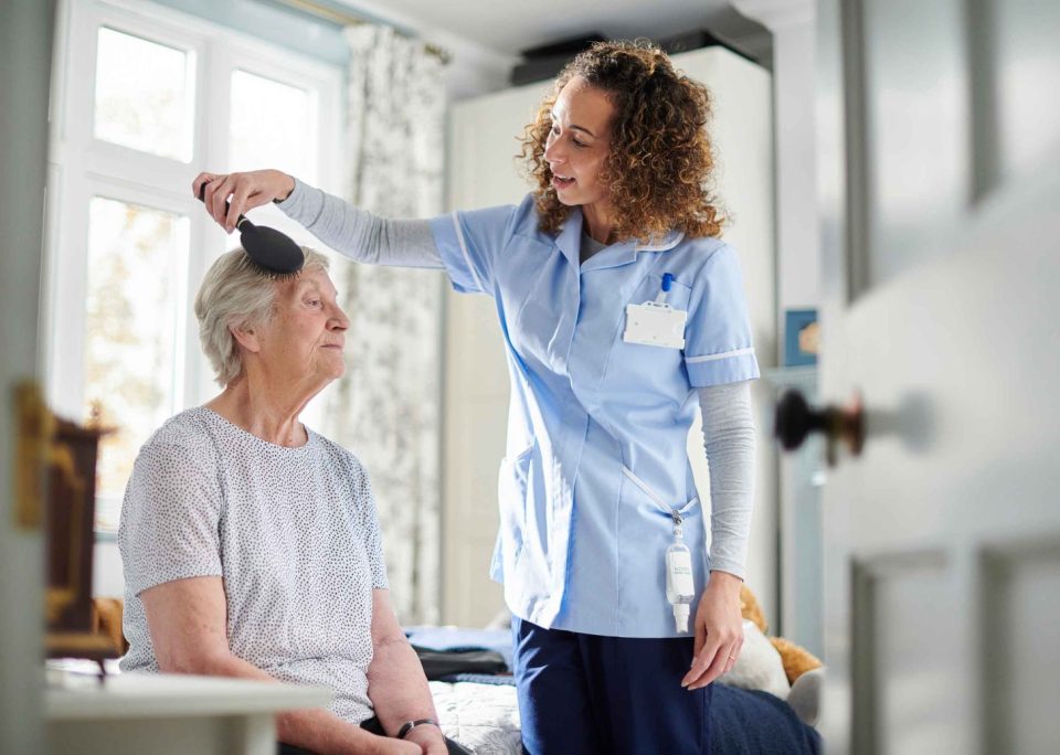 Social care brushing hair